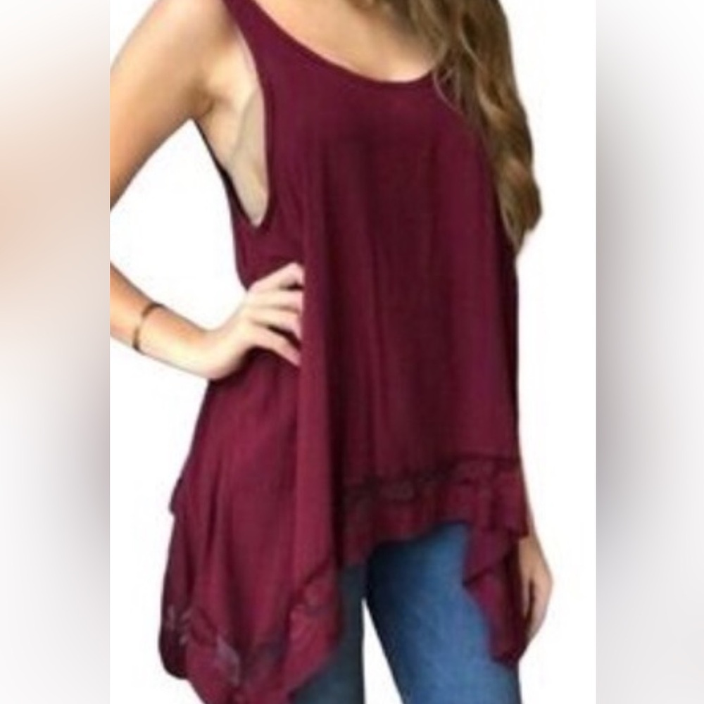 Intimately Free People Burgundy Sleeveless Top EUC